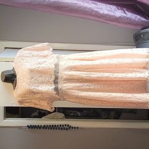 ASOS Eyelash Lace Zip Back Mesh Waist Layered Dress.